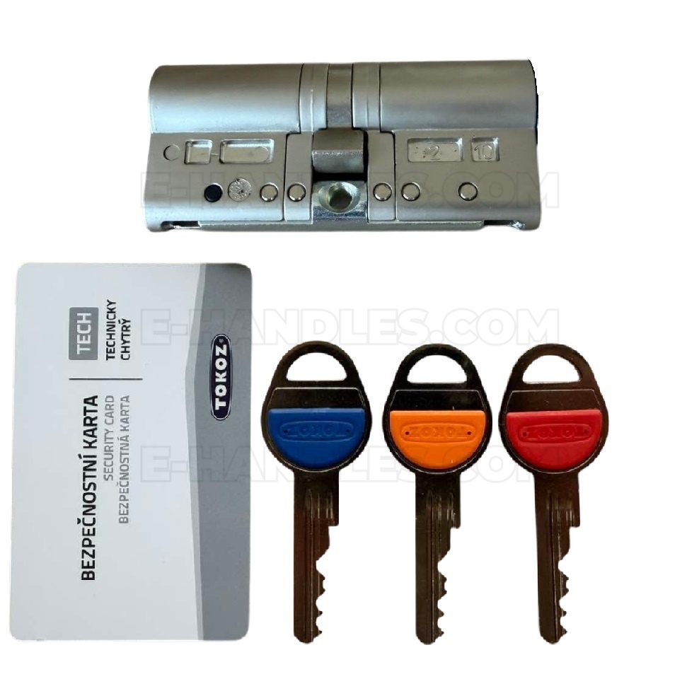 TOKOZ TECH 105 (45 × 60 mm) nikiel - 3 klucze - wkładka bębenkowa klucz-klucz